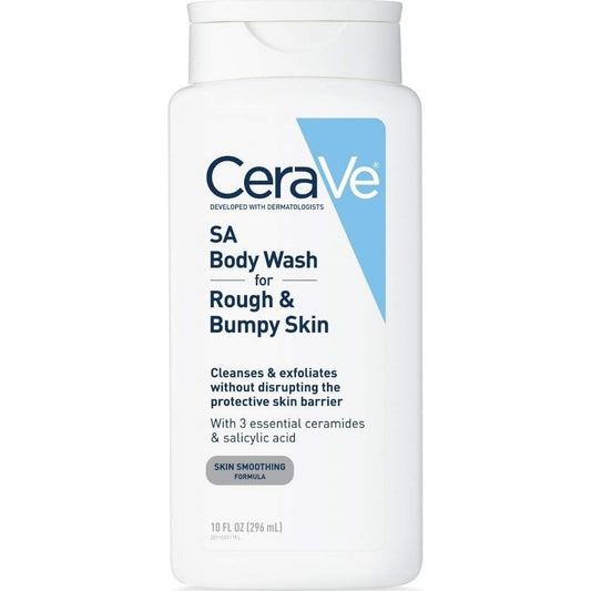 CeraVe Body Wash with Salicylic Acid, Fragrance Free Body Wash to Exfoliate Rough and Bumpy Skin, Allergy Tested, 10 Ounce
