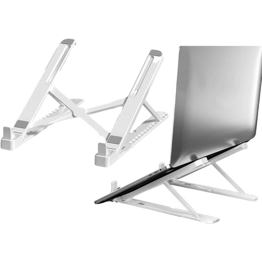 ECVV Portable Laptop Stand for Desk, 13-Angles Adjustable Foldable Laptop Riser ABS Ergonomic Notebook Stand, Compatible with Laptops and iPad(11-17") (White)