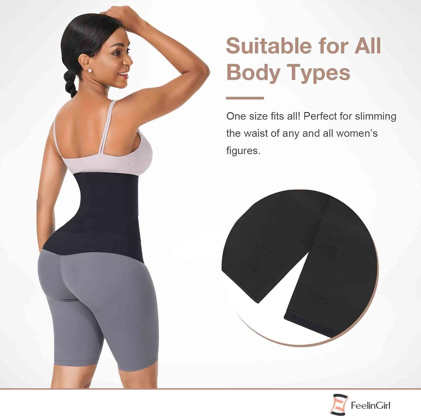 FeelinGirl Waist Trainer for Women Sauna Belt Tummy Wrap Plus Size
