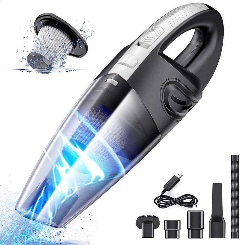 IDEA-TECH Car Vacuum Cleaner, 3.2KPa Strong Cyclone Suction, 12V 120W Rechargeable, for Pet Hair Car Home Cleaning, Black, 355*105*125mm/13.97*4.13*0.16in, BW0002