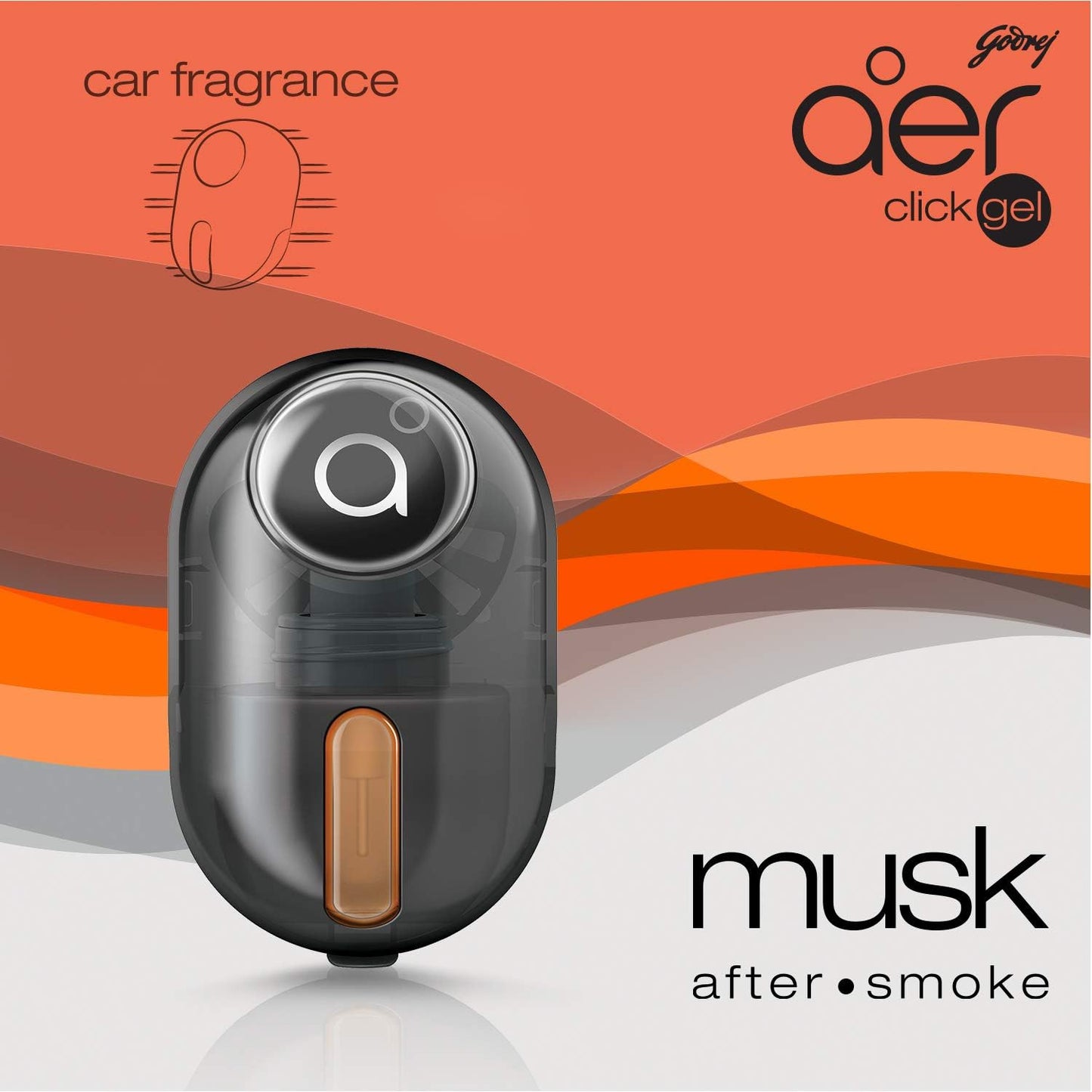 Godrej aer Click, Car Vent Air Freshener Kit - Musk After Smoke (10G), Black