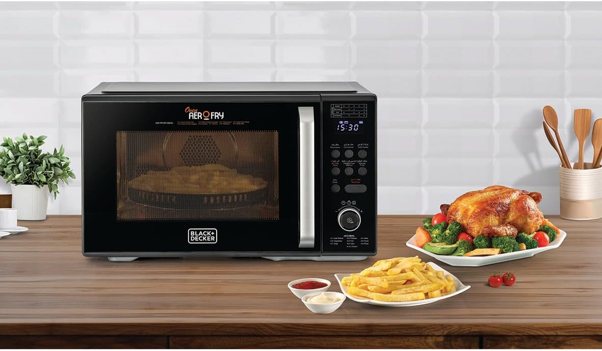 BLACK+DECKER 20L 700W Microwave Black With Chrome Finish Multiple Timer Options 5 Power Levels, 35 Min Timer, Cooking End Signal For Even Cooking/Heating, Defrost Function MZ2010P-B5