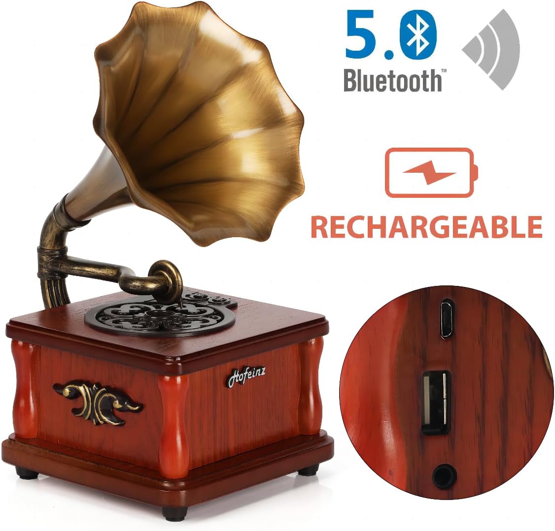 Retro Wireless Speaker, Mini Phonograph, Bluetooth 5.0, Home and Entertainment Decorations, Holiday,Party and Birthday Gifts.