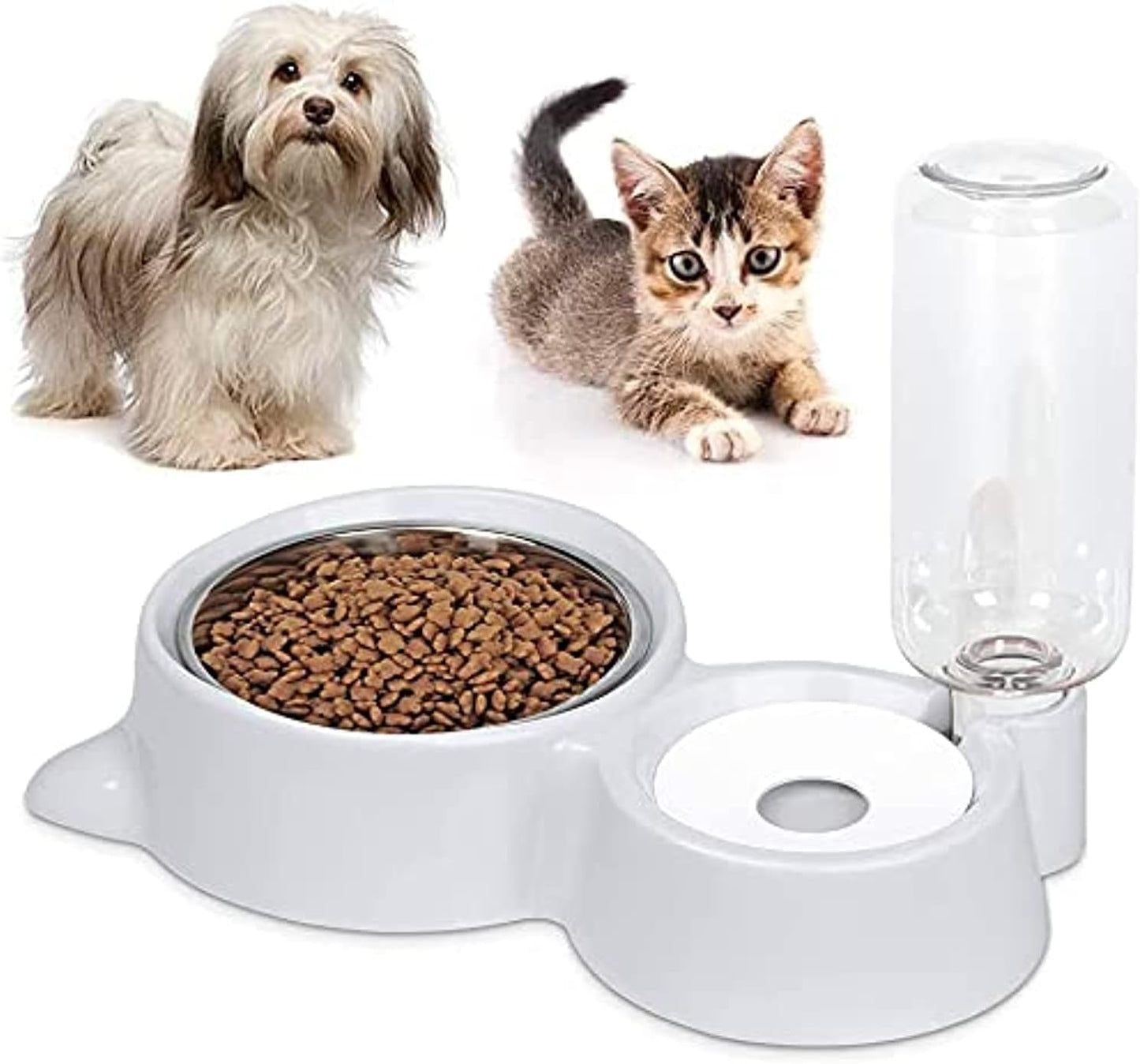 ANTOLE Automatic Water Dispenser Double Dog Bowl Cat Feeding Station Stainless Steel Water and Food Bowls Quality Dog Bowl Holder for Dogs Cats