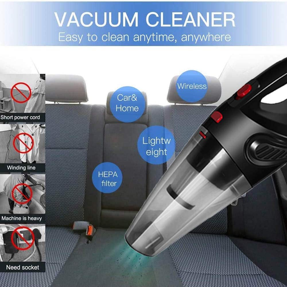 IDEA-TECH Car Vacuum Cleaner, 3.2KPa Strong Cyclone Suction, 12V 120W Rechargeable, for Pet Hair Car Home Cleaning, Black, 355*105*125mm/13.97*4.13*0.16in, BW0002
