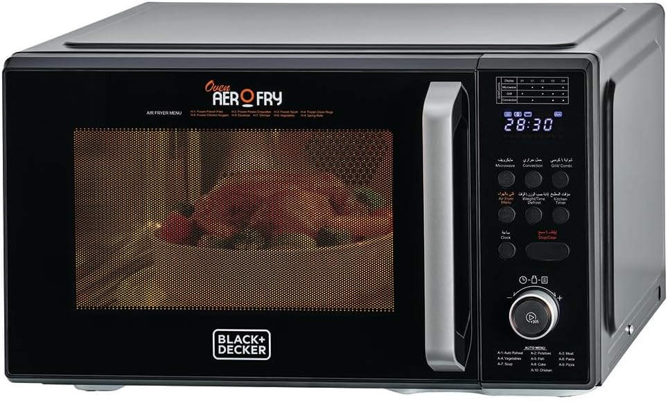 BLACK+DECKER 20L 700W Microwave Black With Chrome Finish Multiple Timer Options 5 Power Levels, 35 Min Timer, Cooking End Signal For Even Cooking/Heating, Defrost Function MZ2010P-B5