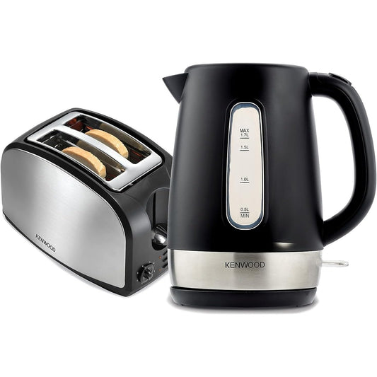 KENWOOD Bundle Breakfast Set With 1.7L Electric Kettle And 2 Slice Bread Toaster Mpm02.000Bk Black/Silver