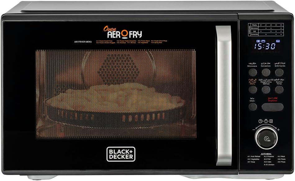 BLACK+DECKER 20L 700W Microwave Black With Chrome Finish Multiple Timer Options 5 Power Levels, 35 Min Timer, Cooking End Signal For Even Cooking/Heating, Defrost Function MZ2010P-B5