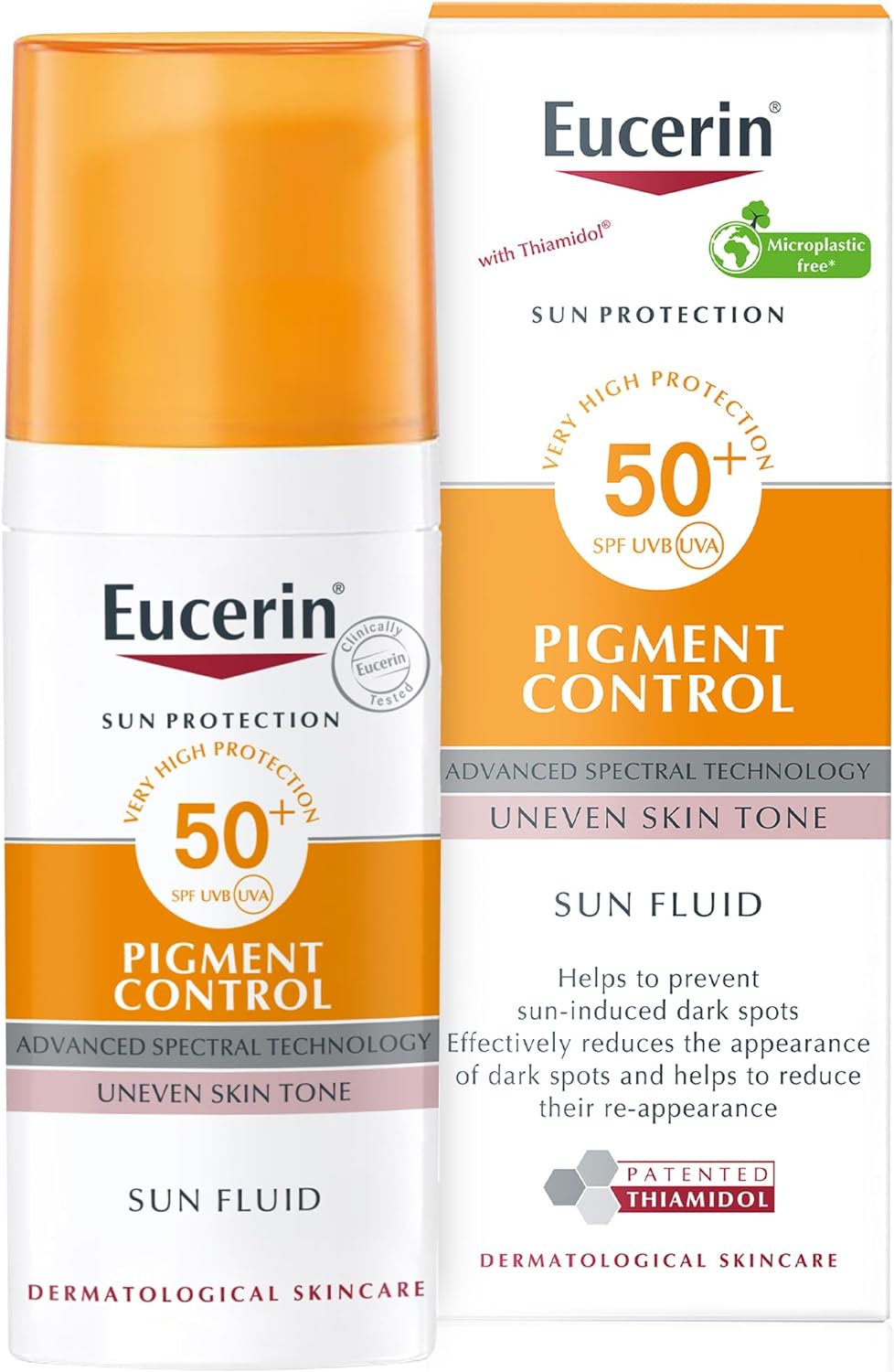 Eucerin Face Sunscreen Even Pigment Perfector Pigment Control Sun Fluid with Thiamidol, High UVA/UVB Protection, SPF50+, Reduces Pigment Spots for Uneven Skin Tone, 50ml’