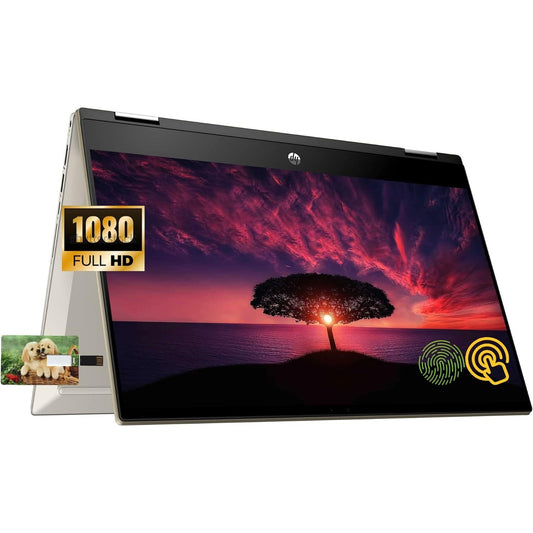 HP Pavilion x360 2 in 1 Convertible Business Laptop, 14 FHD Touchscreen, Core i5 1135G7 Up Warm Gold 14-14.99 inches