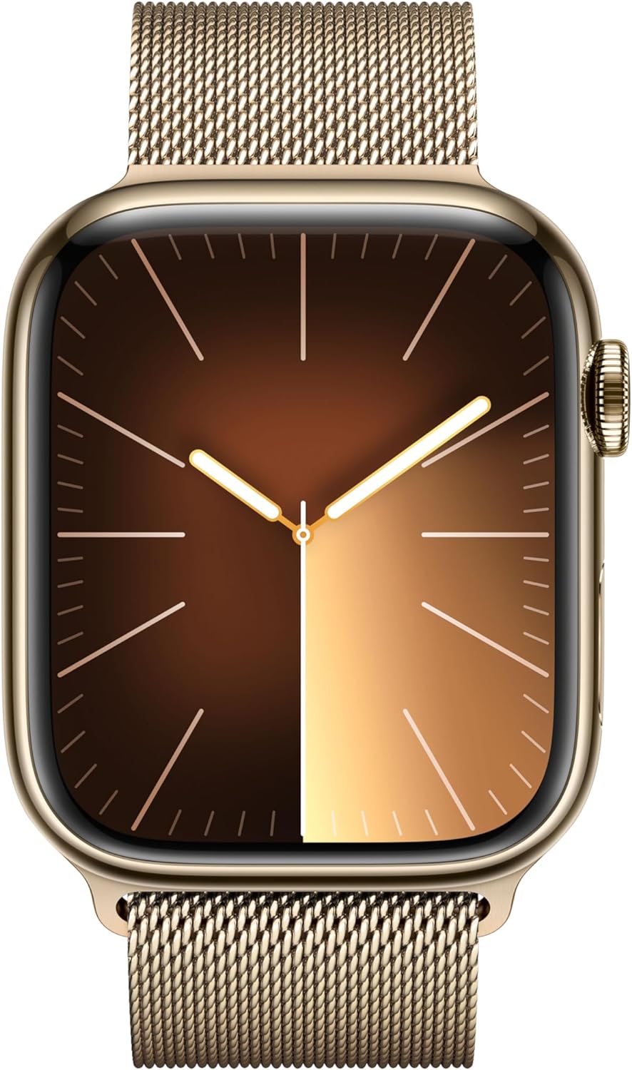 New Apple Watch Series 9 [GPS + Cellular 41mm] Smartwatch with Gold Stainless steel Case with Gold Milanese Loop One Size. Fitness Tracker, Blood Oxygen & ECG Apps, Water Resistant