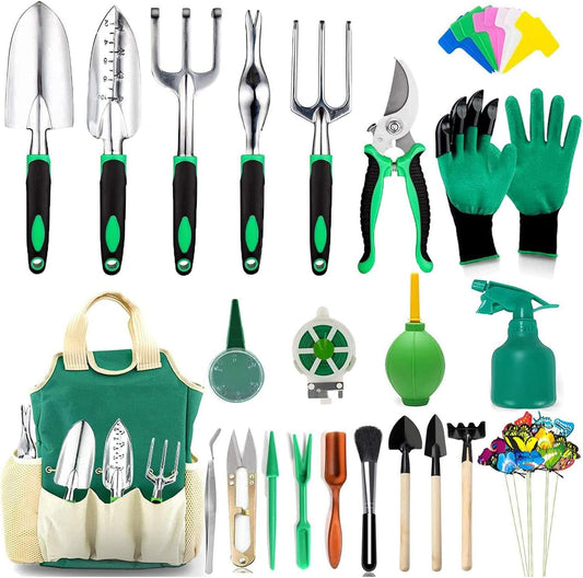 UUHOME 83 Pcs Garden Tools Set Succulent Tools Set, Heavy Duty Aluminum Manual Garden Kit Outdoor Gardening Gifts Tools for Men Women