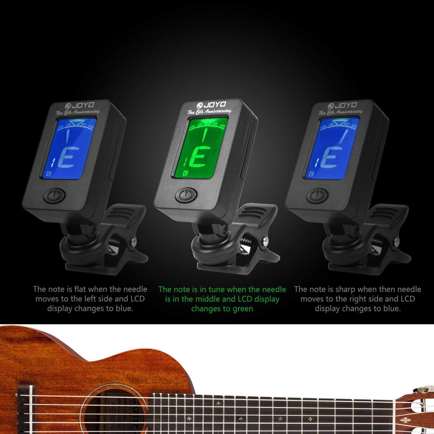 Joyo Guitar Tuner Mini Digital LCD Clip-On Tuner for Guitar Bass Violin Ukulele Musical Instrument