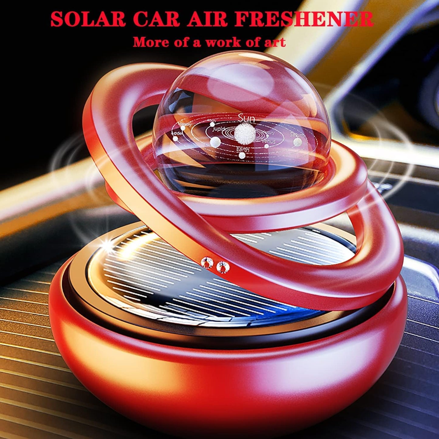 Kwak's Car Air Freshener Solar Energy Air Purifier for Car Interior Autorotation Decoration Accessories(Black)