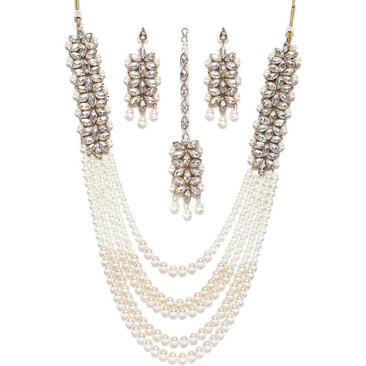 ZAVERI PEARLS Jewellery Set For Women (Golden)(Zpfk6989)