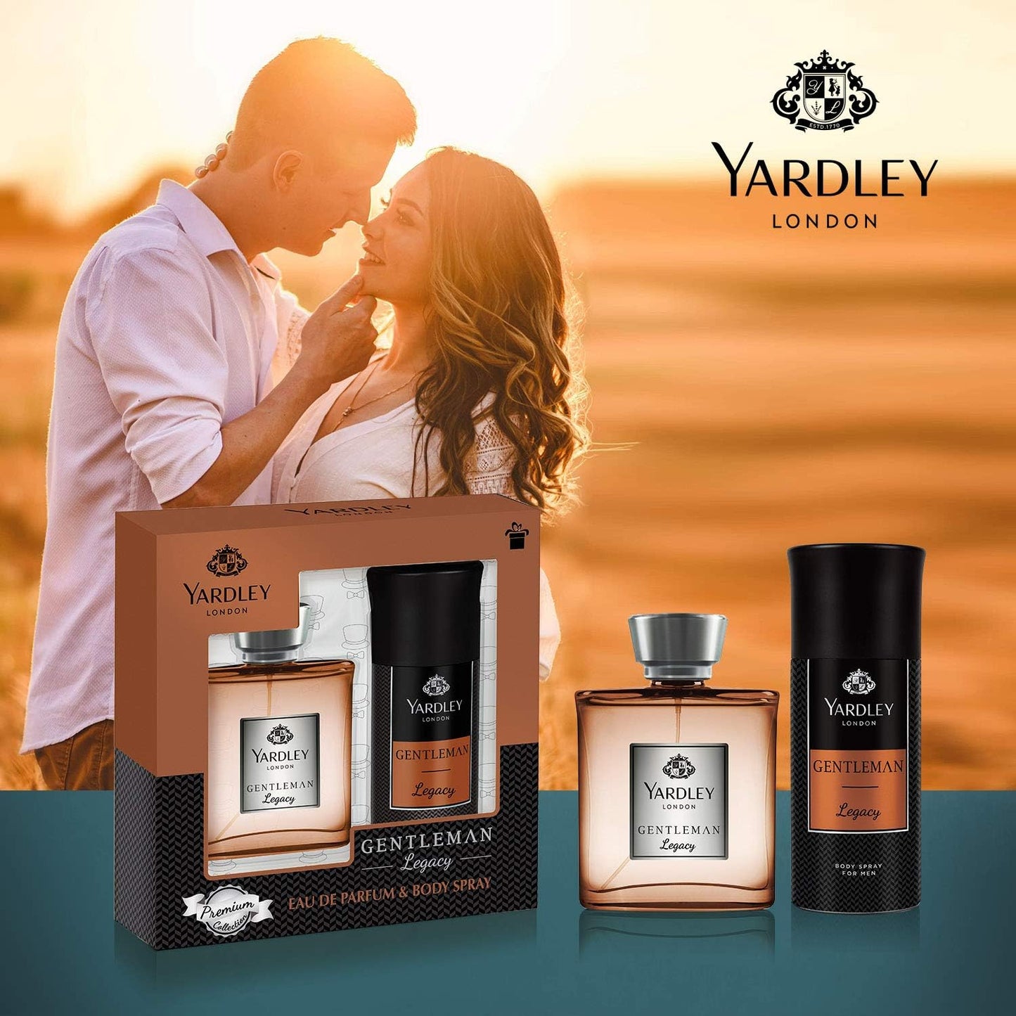 Yardley Gentleman Legacy Perfumed Gift Set, Charismatic Masculine Fragrance With Oriental Woody Notes, Eau De Parfum 100 ml + Body Spray 150 ml