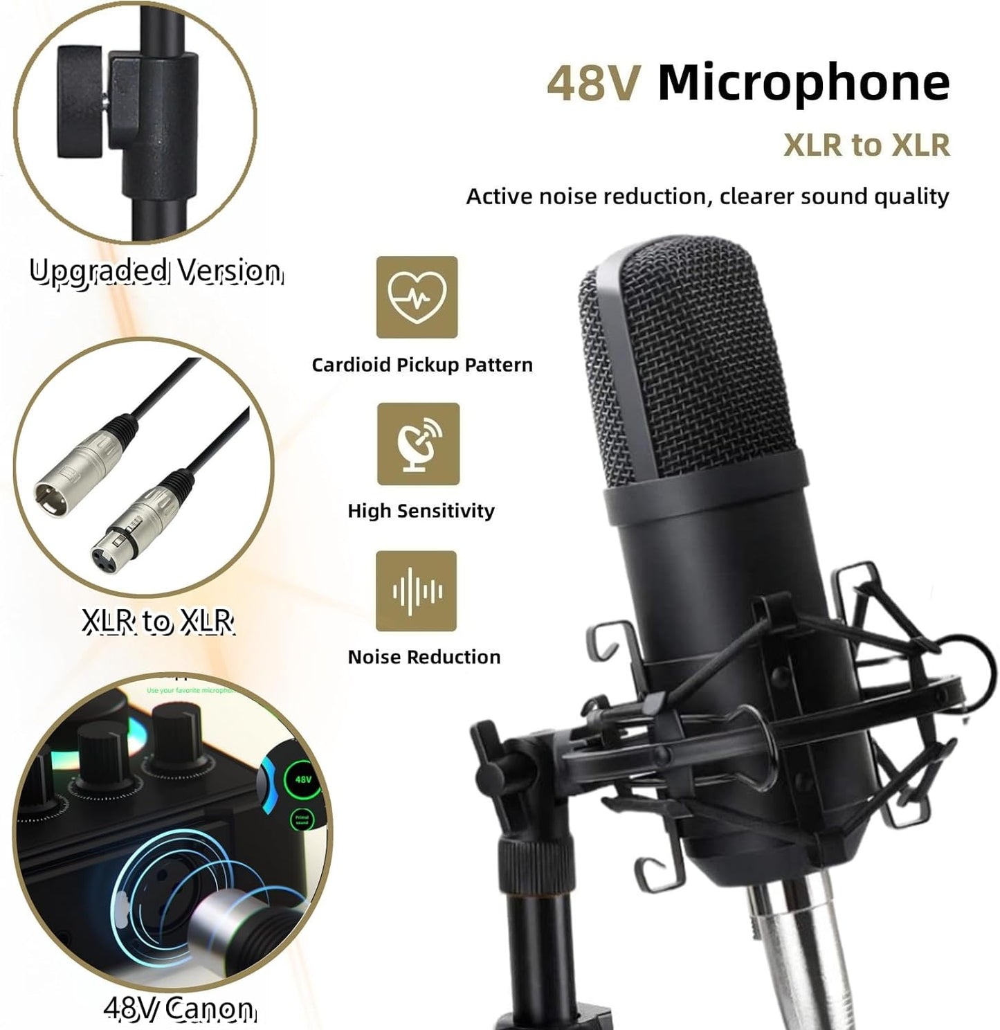 SKTEET Podcast Equipment Bundle, with BM800 Podcast Microphone and V8 Sound Card, Voice Changer - Audio Interface -Perfect for Recording, Singing, Streaming and Gaming (V8-Black), SK01