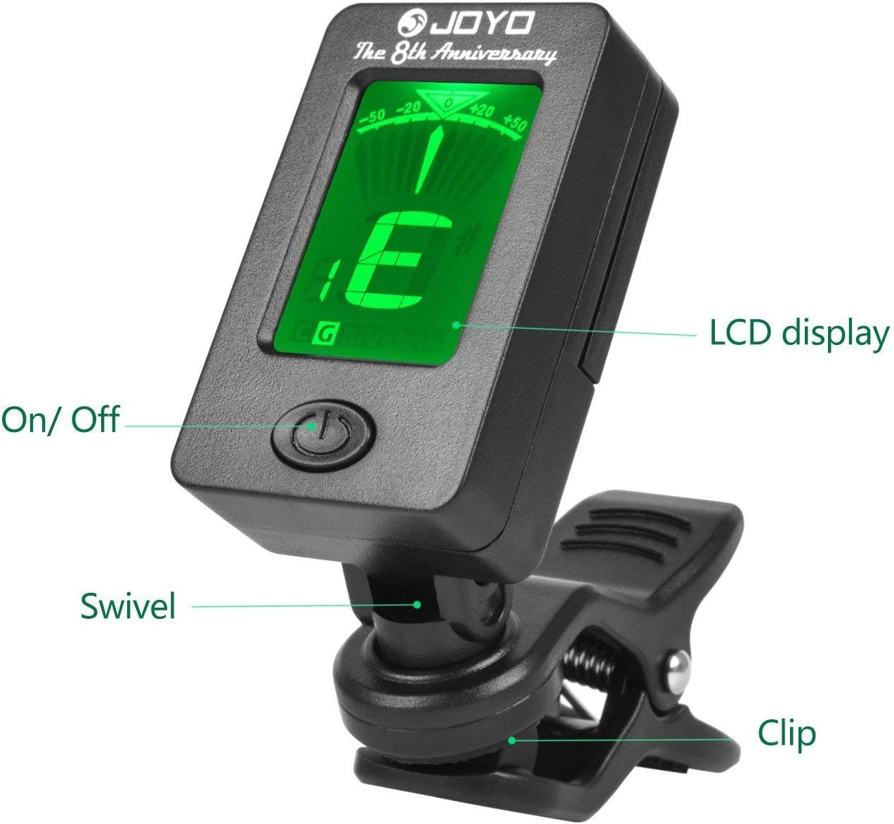 Joyo Guitar Tuner Mini Digital LCD Clip-On Tuner for Guitar Bass Violin Ukulele Musical Instrument