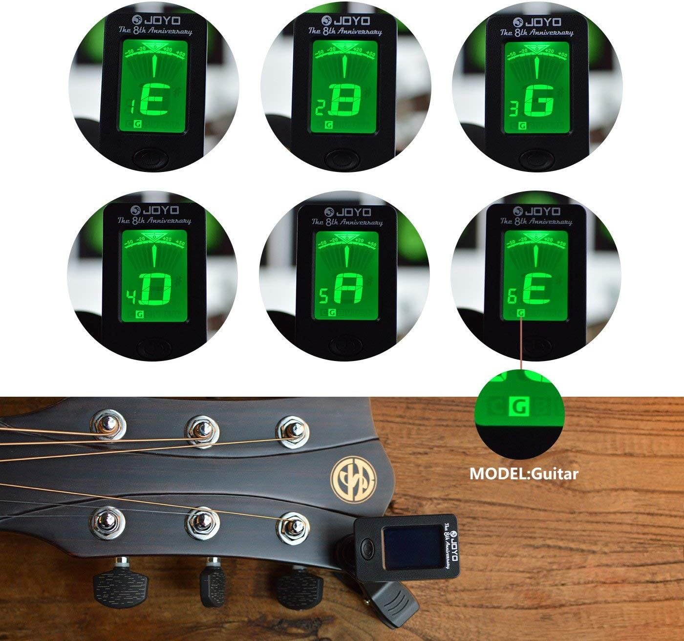 Joyo Guitar Tuner Mini Digital LCD Clip-On Tuner for Guitar Bass Violin Ukulele Musical Instrument