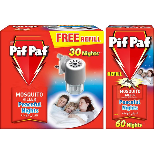 PIF PAF Mosquito Killer Liquid Electric Device Kit | 30 & 60 Nights Refill