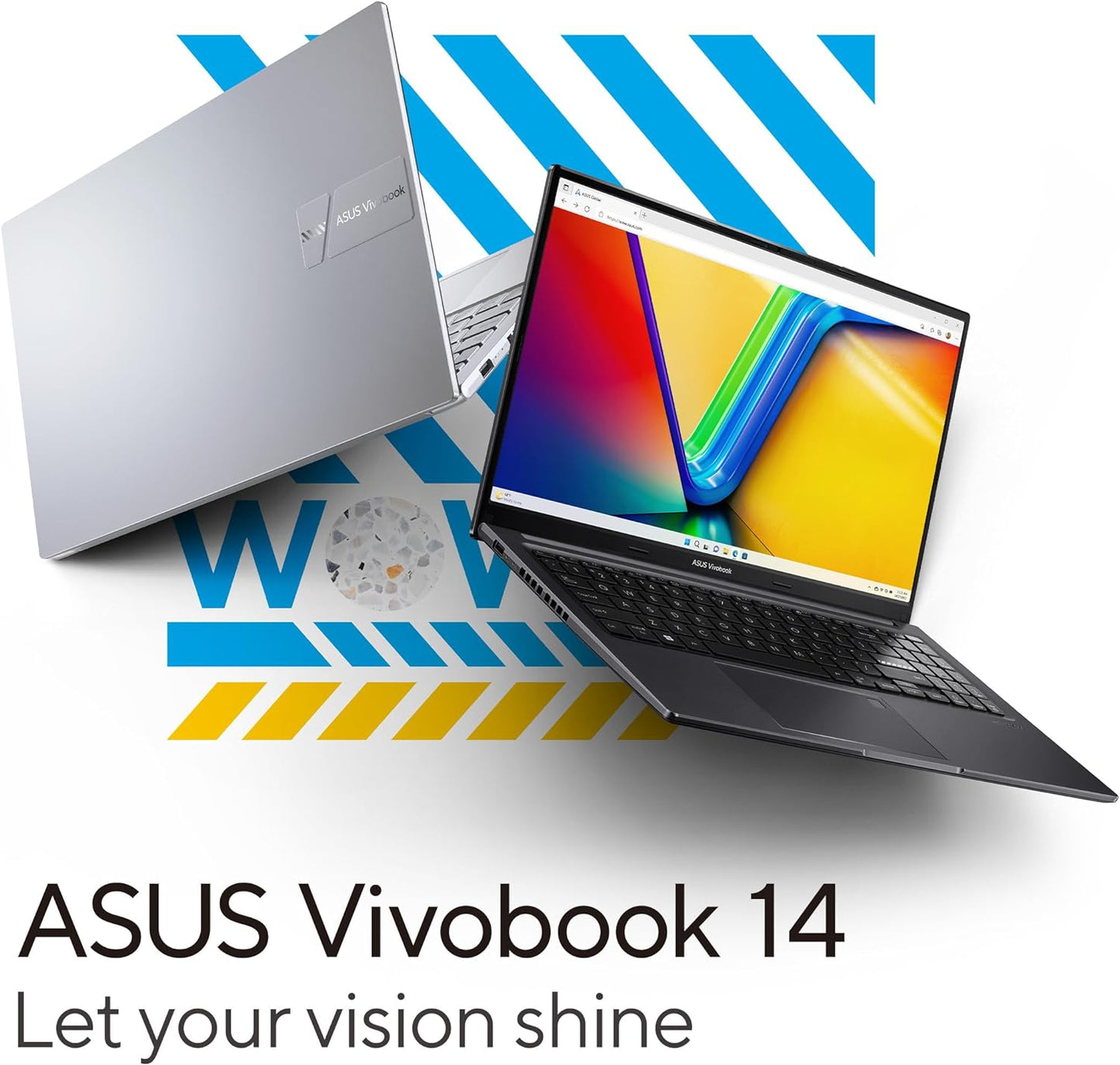 ASUS Vivobook 14 X1404VA-NK114W (Quiet Blue) Slim Laptop, i5-1355U 8GB 512GB PCIE G3 SSD, Intel UMA, WIN11 HOME, 14-inch, HD Webcam, Fingerprint, Backlit-Eng(Upgraded)