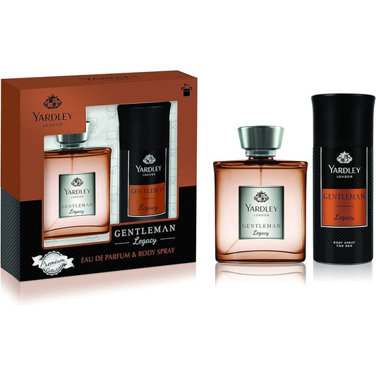 Yardley Gentleman Legacy Perfumed Gift Set, Charismatic Masculine Fragrance With Oriental Woody Notes, Eau De Parfum 100 ml + Body Spray 150 ml