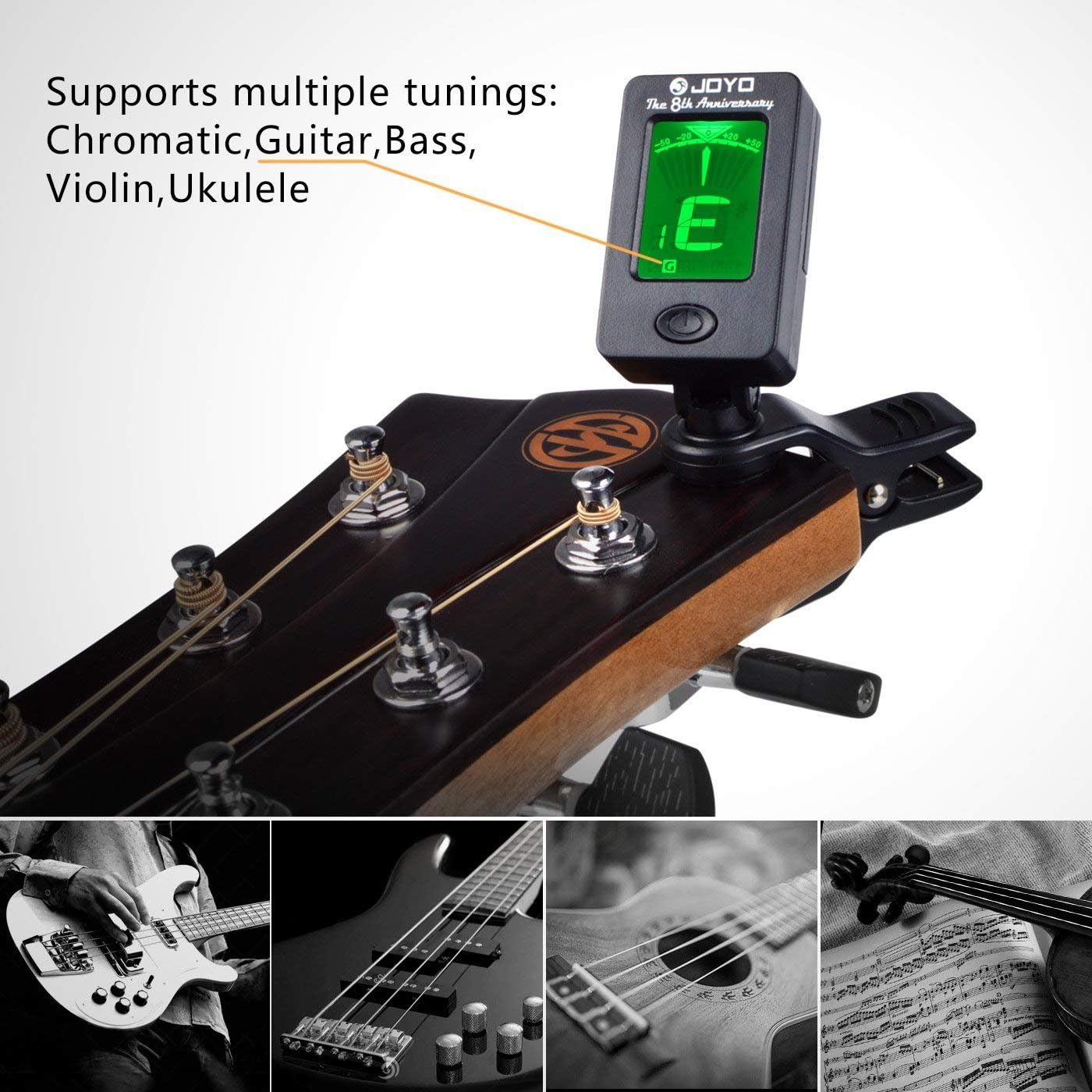 Joyo Guitar Tuner Mini Digital LCD Clip-On Tuner for Guitar Bass Violin Ukulele Musical Instrument