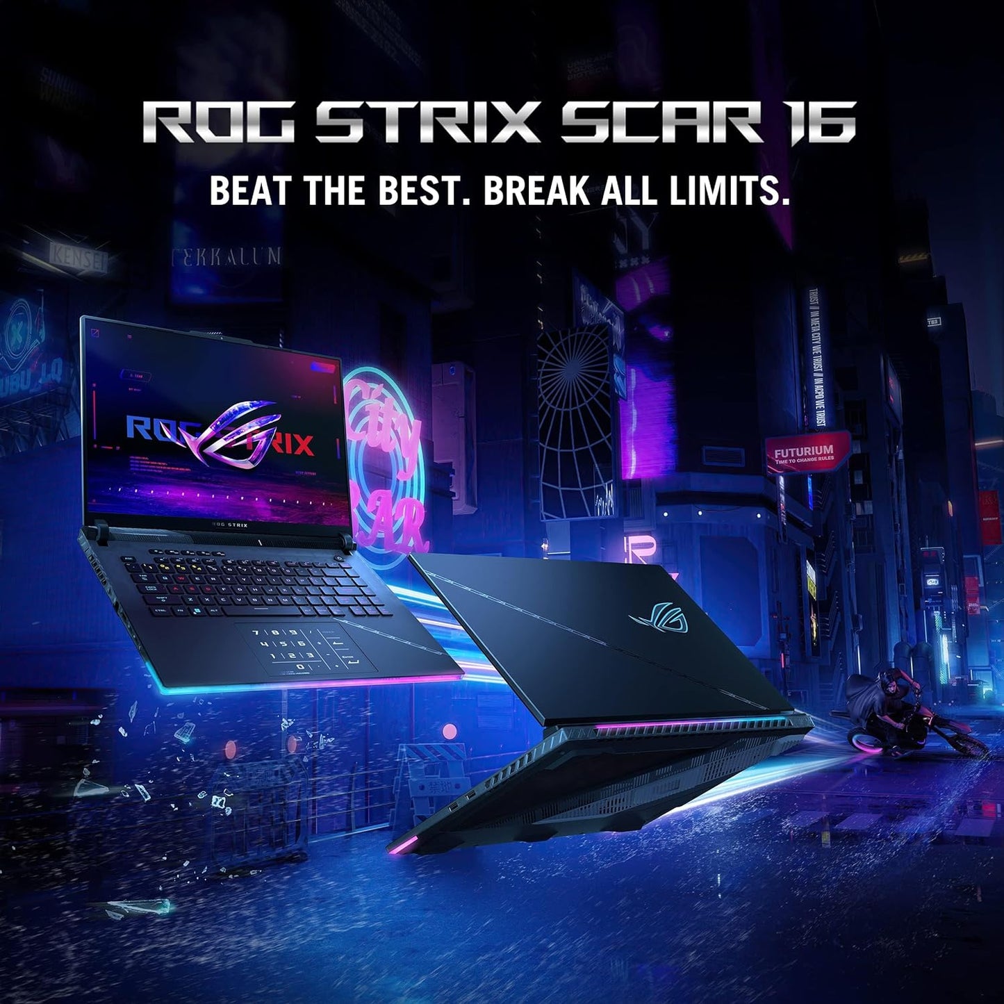 ROG Strix SCAR 16 G634JZ-NM063W Off Black, Gaming Laptop, i9-13980HX, 32GB, 2TB SSD, NV RTX4080, WIN11 HOME, 16 inch QHD+ 16:10 (2560 x 1600, WQXGA) 240Hz, HD Webcam, RGB-Eng-Arb-KB + ROG Backpack.