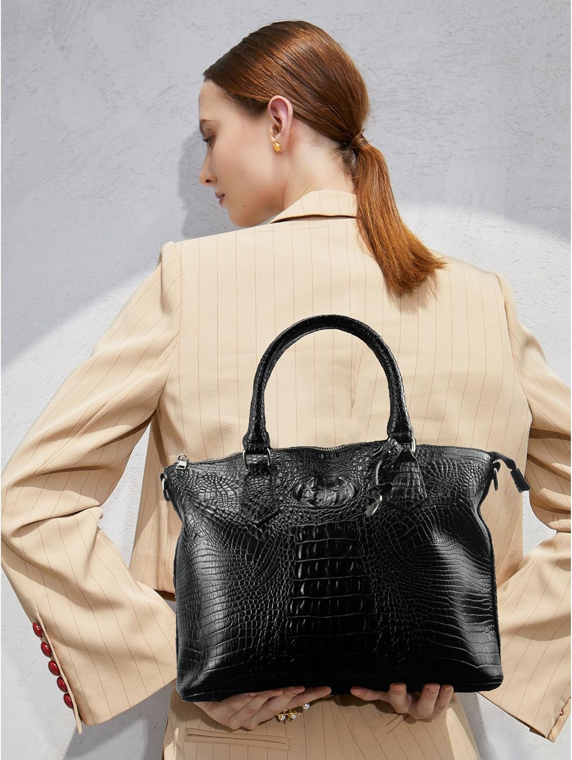 Makcr Joacbv Women Purse Satchel Bag Long Crossbody Classy Tote Bag Top Handle Vegan Leather Ladies Handbags Embossed Pattern