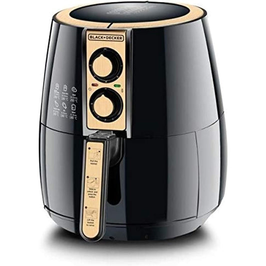 BLACK+DECKER Air Fryer 1500W 4L Capacity, 360° Rapid Convection Technology Temperature-Time Control For Little/No-Oil Healthy Frying, Grilling, Roasting, and Baking AF300-B5