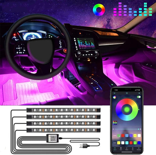 Exrp LED Lights for Car, Car Strip Lights Car Accessories, Ultra Bright Music Sync, Smart App Control Multicolor, Sound Actived Under Dash USB Port LED Car Lights for Car,Truck, SUV, Jeep