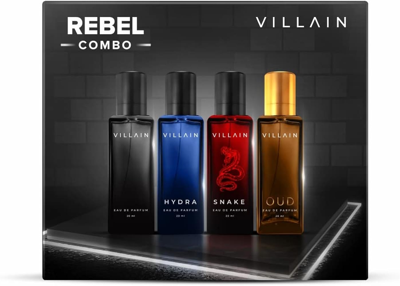 Villain Rebel Luxury Perfume Gift Set for Men 4x20 ML | Perfume with Long Lasting Fragrance | EDP