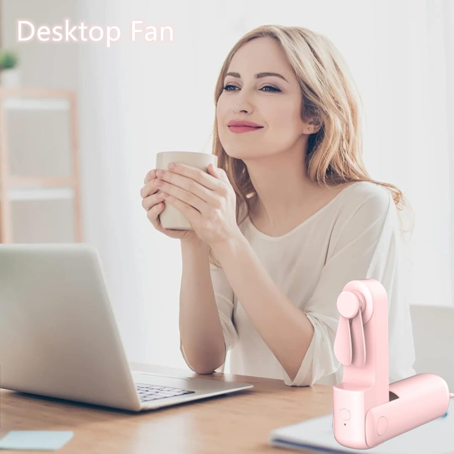 AMERTEER Portable Mini Fan, Battery Operated Small Personal Portable Fan, USB Rechargeable And 3 Adjustable Speed, Foldable Handheld Personal Eyelash Fan for Girls Women, For Travelling, Outdoor