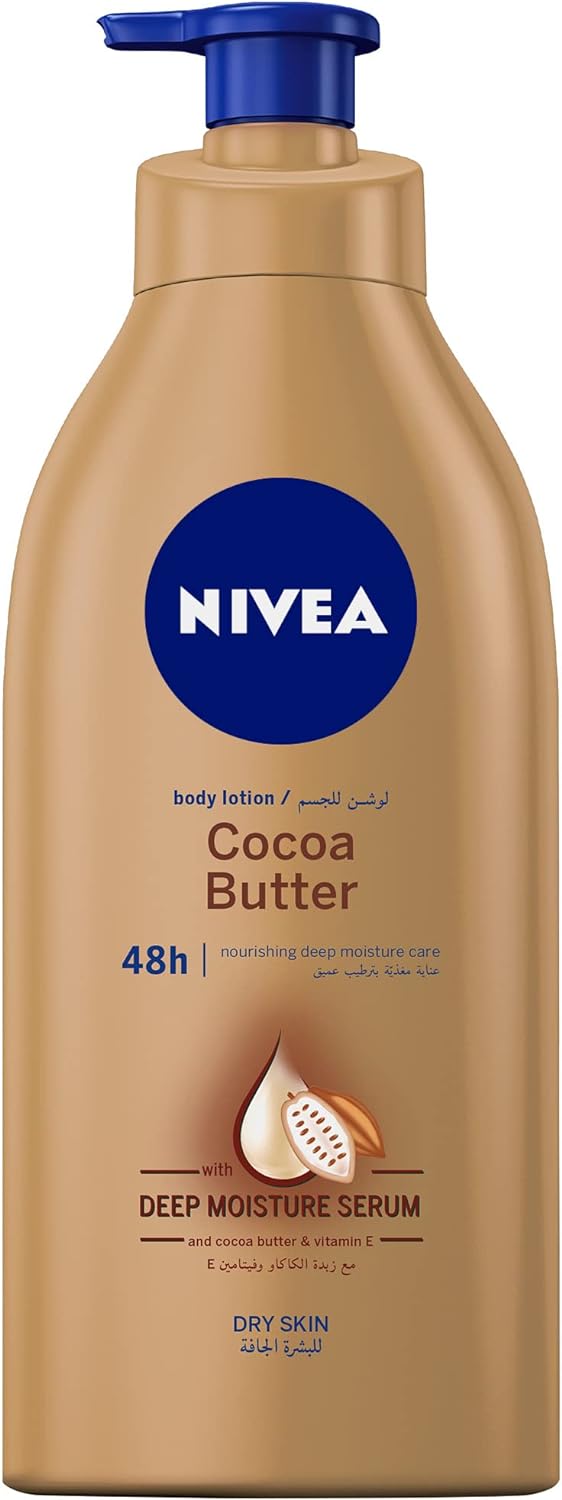 NIVEA Body Lotion Moisturizing Dry Skin, Cocoa Butter Vitamin E, 2x400ml