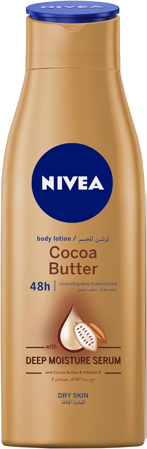 NIVEA Body Lotion Moisturizing Dry Skin, Cocoa Butter Vitamin E, 2x400ml