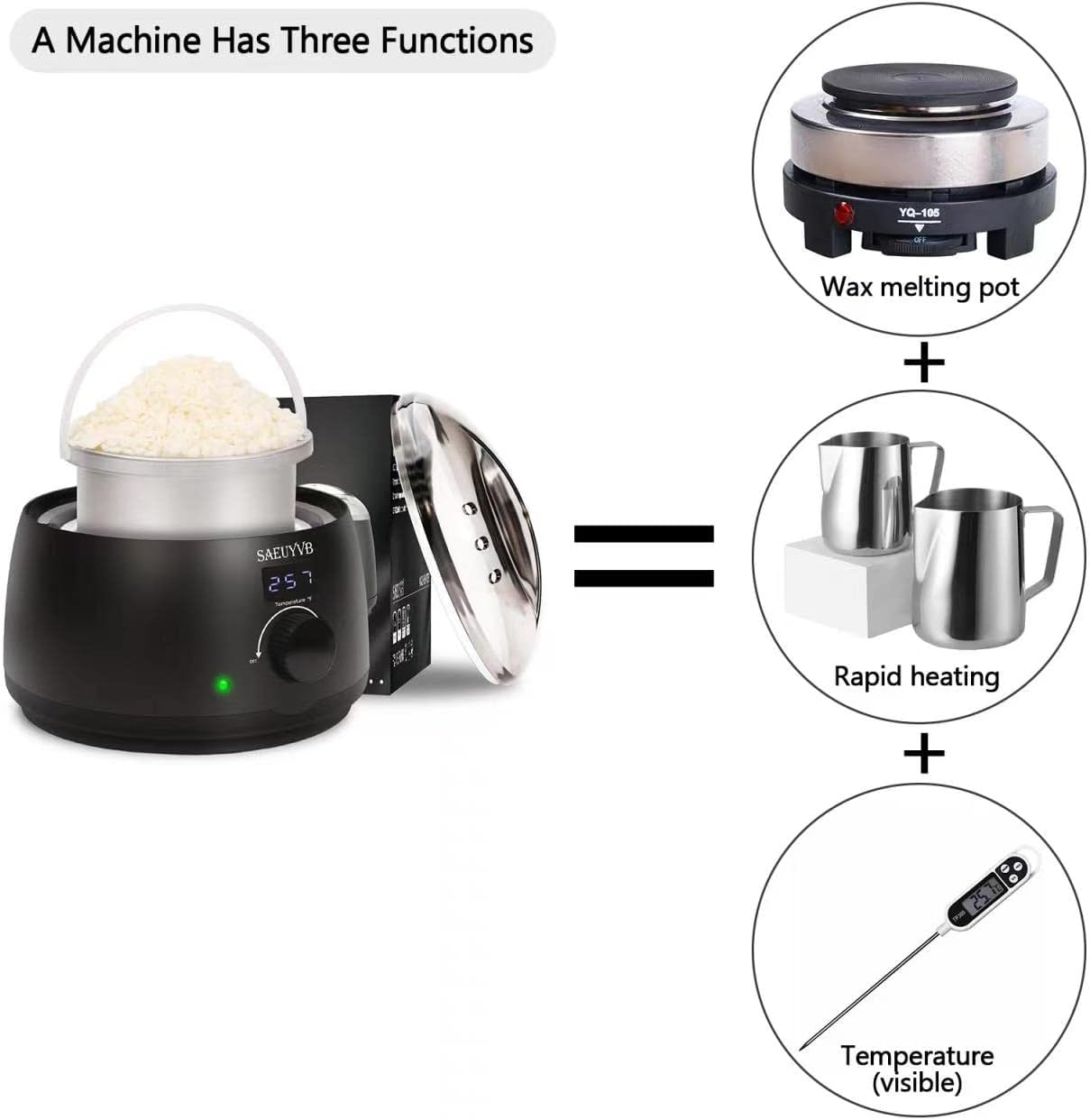 SAEUYVB Wax Melter for Candle Making,Candle Melting Pot,Candle Wax Melter,Multifunctional Wax Melting Tool with LED Temperature Display