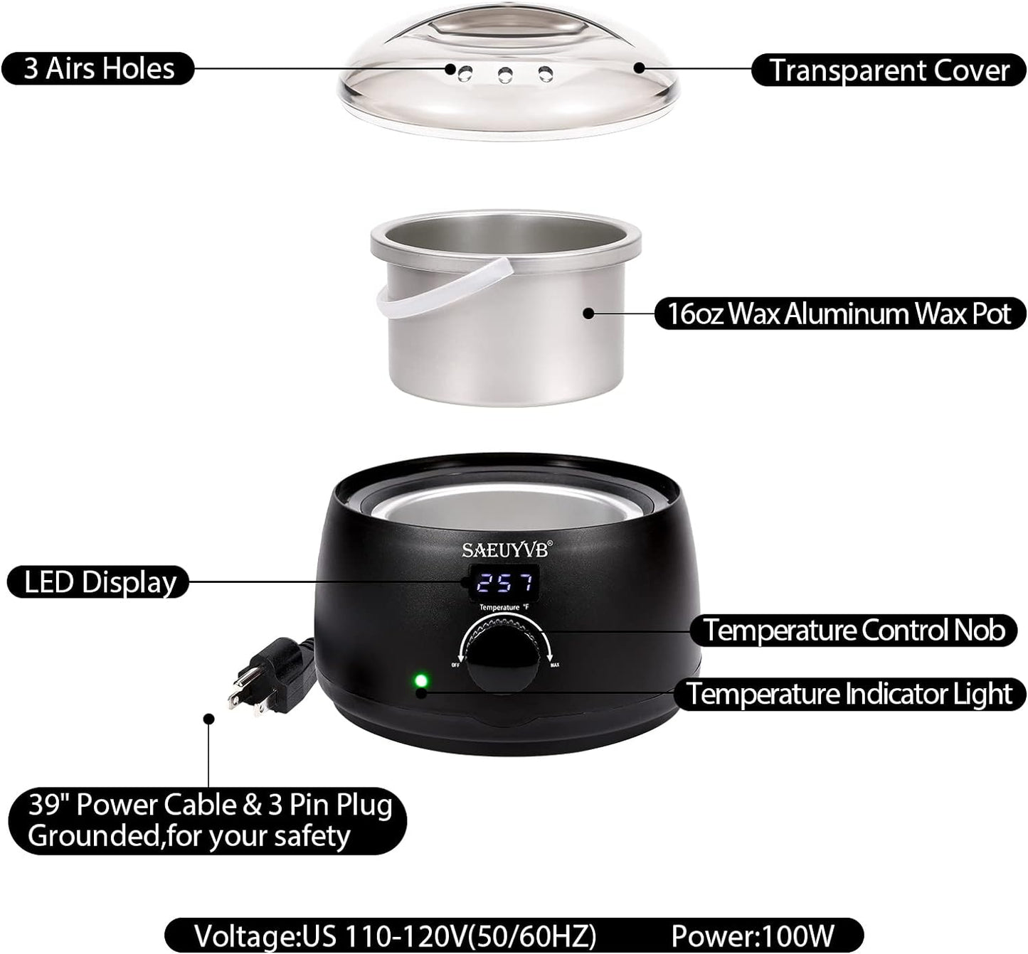 SAEUYVB Wax Melter for Candle Making,Candle Melting Pot,Candle Wax Melter,Multifunctional Wax Melting Tool with LED Temperature Display