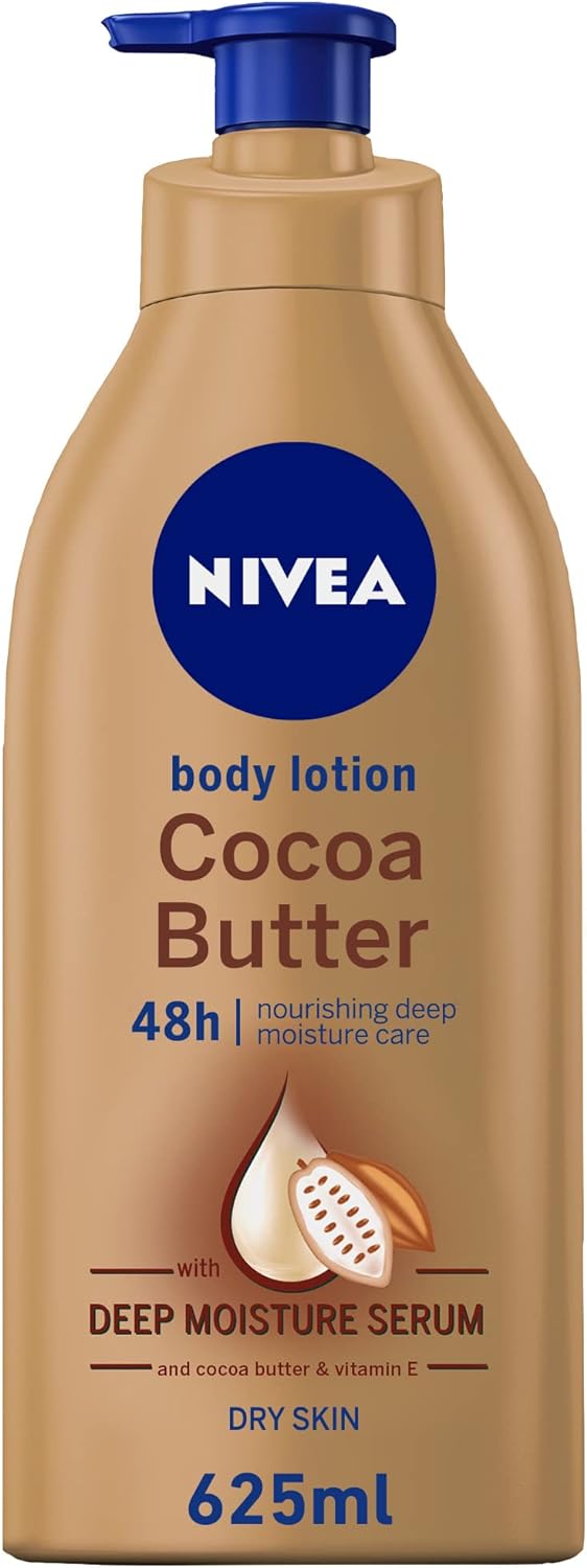 NIVEA Body Lotion Moisturizing Dry Skin, Cocoa Butter Vitamin E, 2x400ml