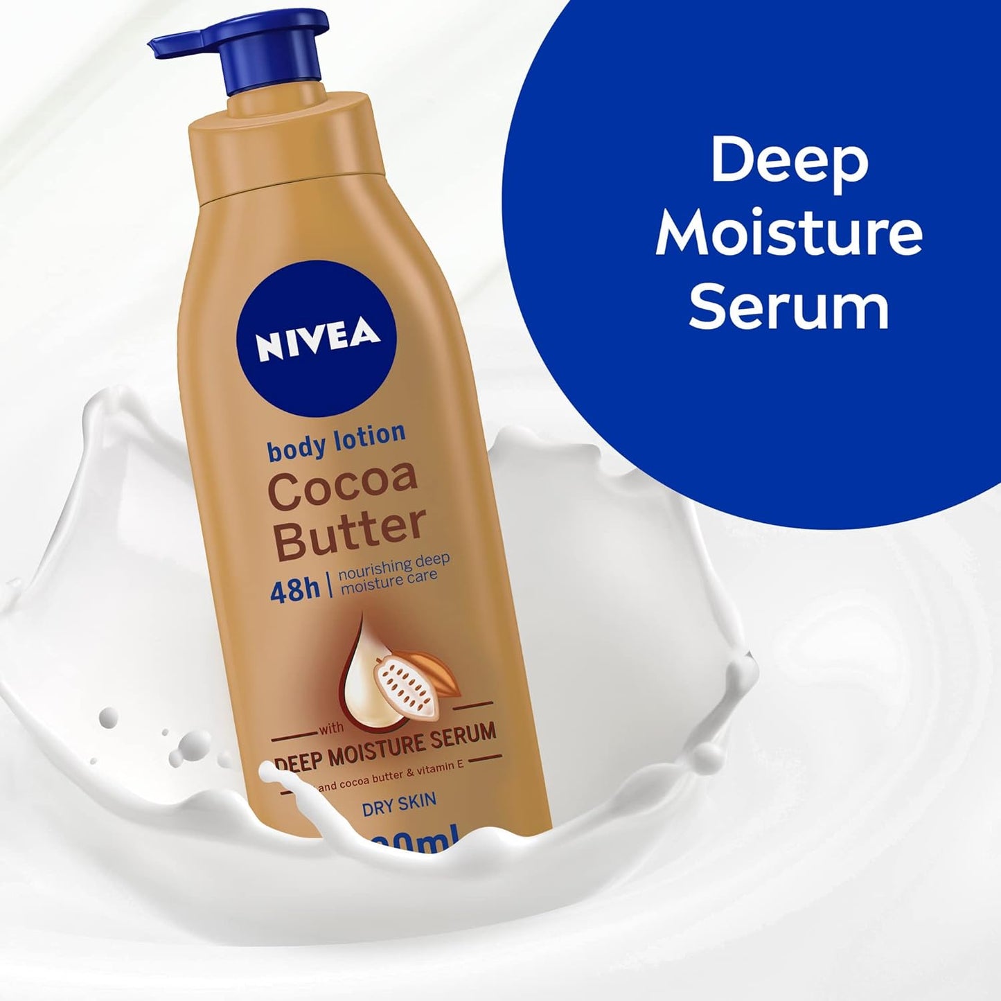 NIVEA Body Lotion Moisturizing Dry Skin, Cocoa Butter Vitamin E, 2x400ml