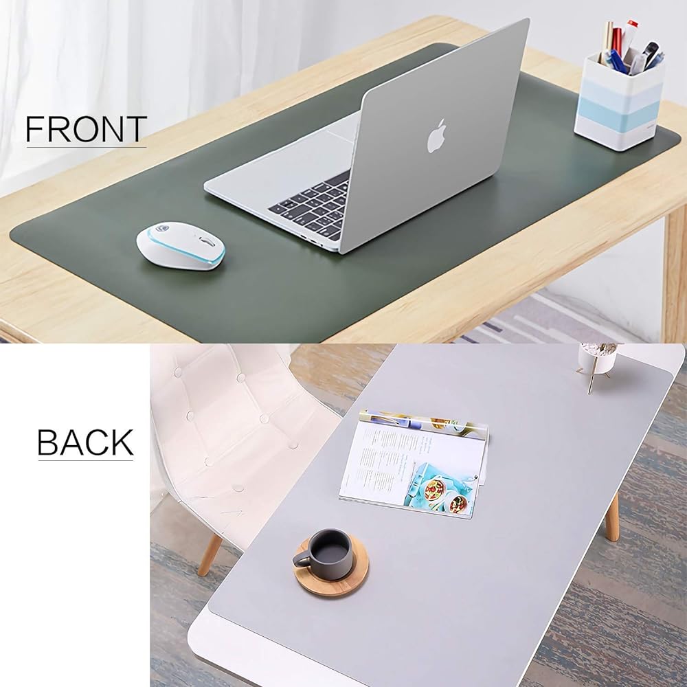 BonShine Large Desk Pad, Non Slip Pu Leather Mouse Pad Waterproof Protector, Dual Side Use Writing Mat For Office Home, 80Cm X 40Cm, Black&Red,