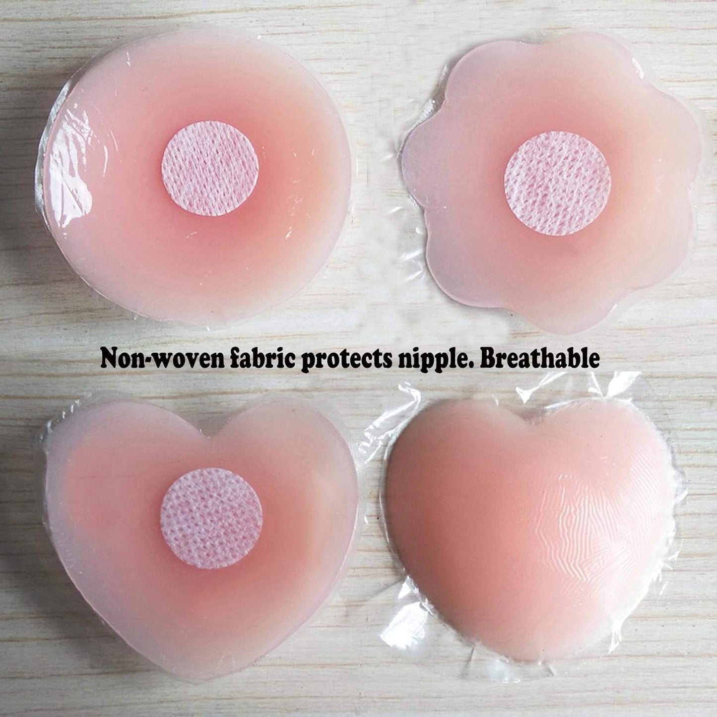 3 Pairs Reusable Silicone Nipple Cover Invisible Self Adhesive Silicone Breast Pads Breathable, Nude