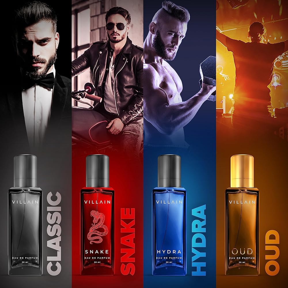 Villain Rebel Luxury Perfume Gift Set for Men 4x20 ML | Perfume with Long Lasting Fragrance | EDP