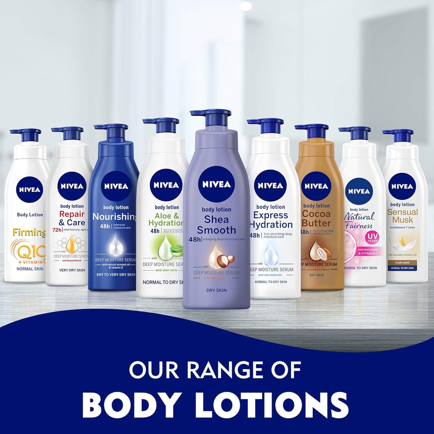 NIVEA Body Lotion Moisturizing Dry Skin, Cocoa Butter Vitamin E, 2x400ml