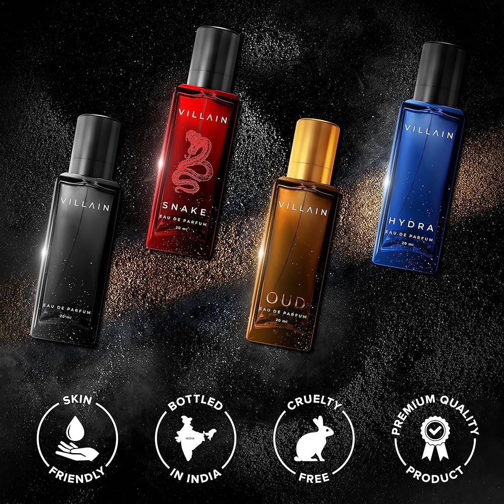 Villain Rebel Luxury Perfume Gift Set for Men 4x20 ML | Perfume with Long Lasting Fragrance | EDP